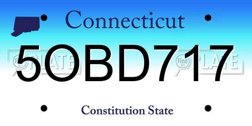 5OBD717 Connecticut License Plate