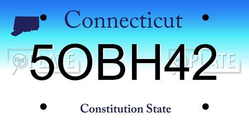 5OBH42 Connecticut License Plate