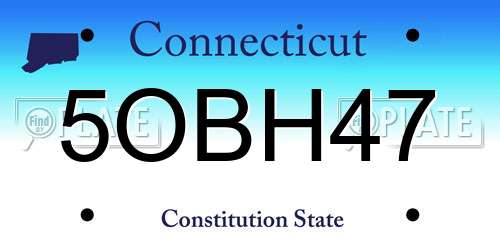 5OBH47 Connecticut License Plate