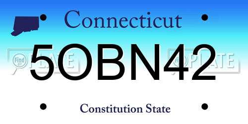 5OBN42 Connecticut License Plate
