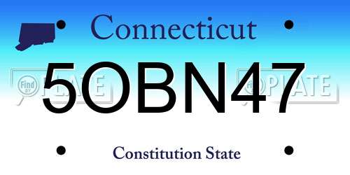 5OBN47 Connecticut License Plate