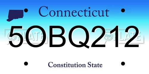 5OBQ212 Connecticut License Plate