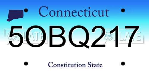 5OBQ217 Connecticut License Plate