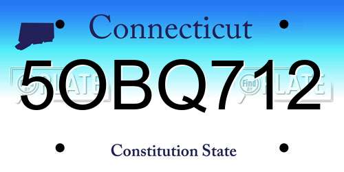 5OBQ712 Connecticut License Plate