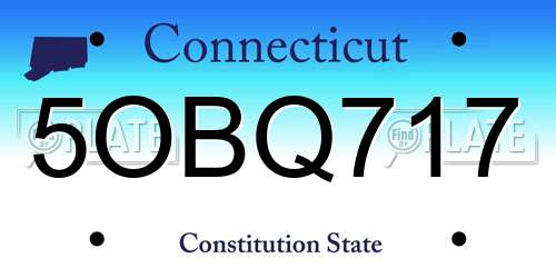 5OBQ717 Connecticut License Plate