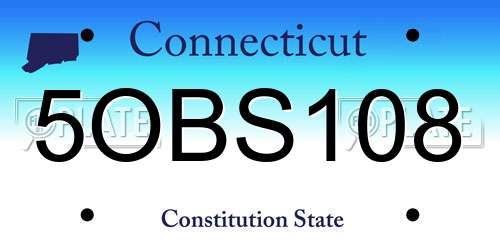 5OBS108 Connecticut License Plate
