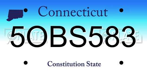 5OBS583 Connecticut License Plate