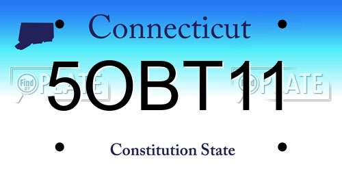 5OBT11 Connecticut License Plate