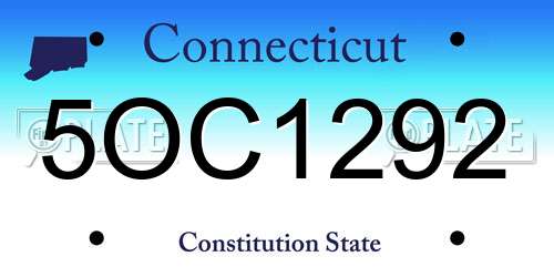 5OC1292 Connecticut License Plate