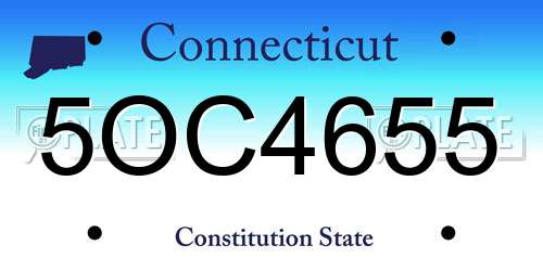 5OC4655 Connecticut License Plate