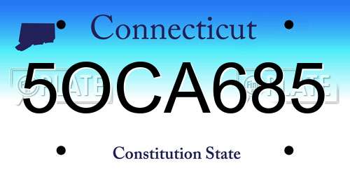 5OCA685 Connecticut License Plate