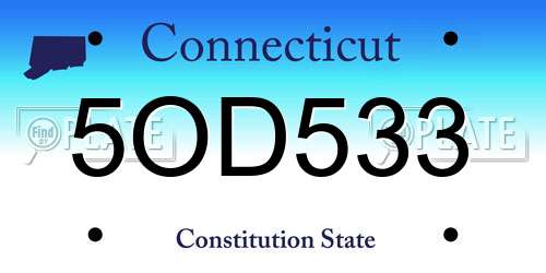 5OD533 Connecticut License Plate