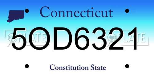 5OD6321 Connecticut License Plate
