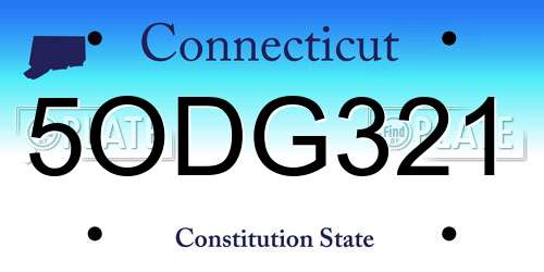 5ODG321 Connecticut License Plate