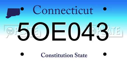 5OE043 Connecticut License Plate