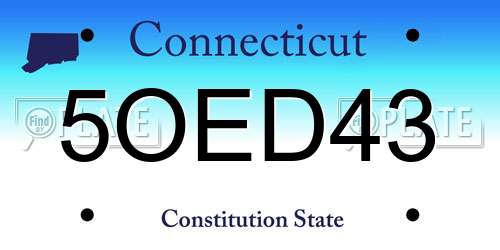 5OED43 Connecticut License Plate