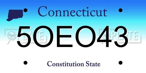 5OEO43 Connecticut License Plate