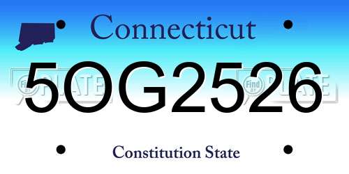 5OG2526 Connecticut License Plate