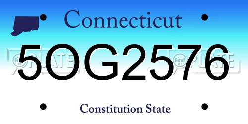 5OG2576 Connecticut License Plate