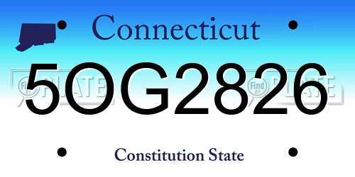 5OG2826 Connecticut License Plate