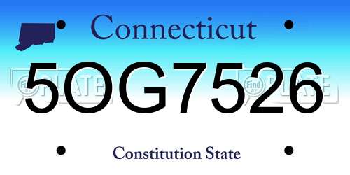 5OG7526 Connecticut License Plate