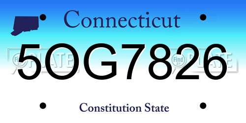 5OG7826 Connecticut License Plate