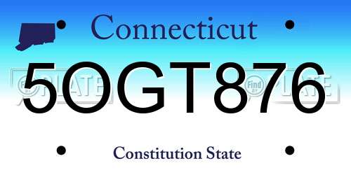 5OGT876 Connecticut License Plate