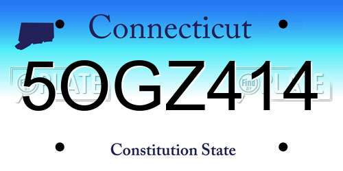 5OGZ414 Connecticut License Plate