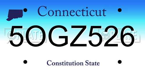 5OGZ526 Connecticut License Plate