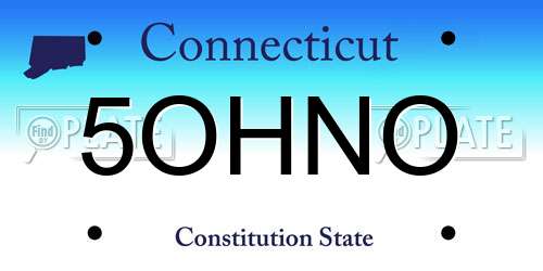 5OHNO Connecticut License Plate