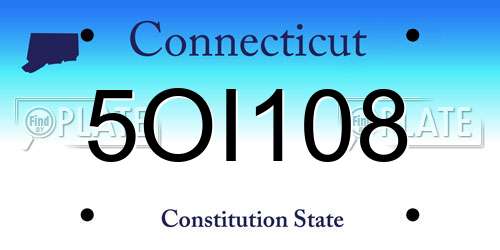 5OI108 Connecticut License Plate