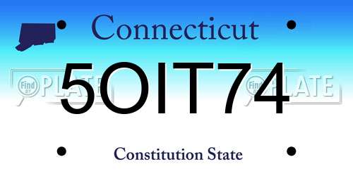 5OIT74 Connecticut License Plate
