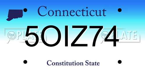 5OIZ74 Connecticut License Plate