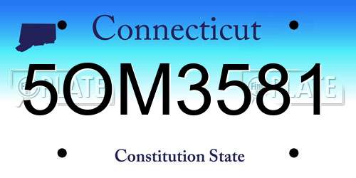 5OM3581 Connecticut License Plate