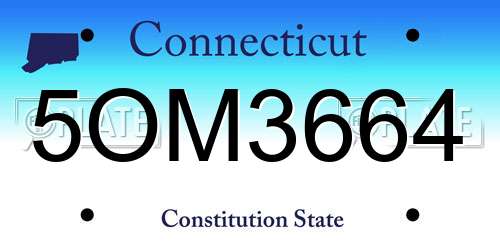 5OM3664 Connecticut License Plate