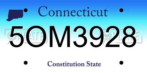 5OM3928 Connecticut License Plate