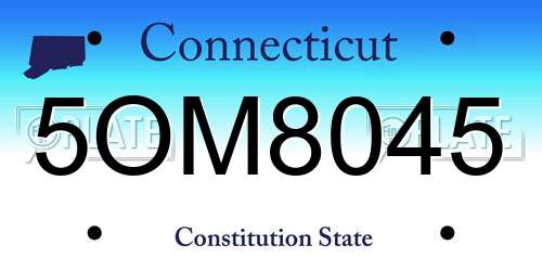 5OM8045 Connecticut License Plate