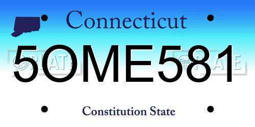 5OME581 Connecticut License Plate