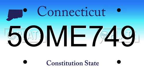 5OME749 Connecticut License Plate