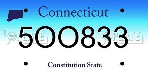 5OO833 Connecticut License Plate