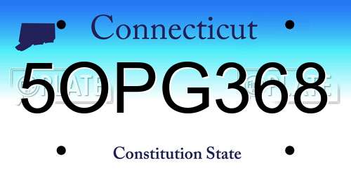 5OPG368 Connecticut License Plate