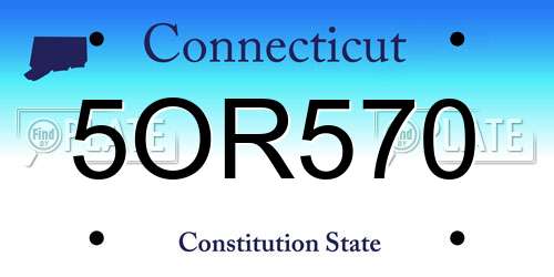 5OR570 Connecticut License Plate