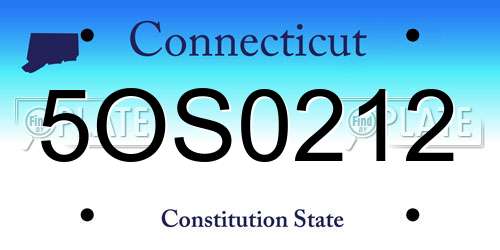 5OS0212 Connecticut License Plate