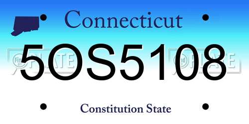 5OS5108 Connecticut License Plate