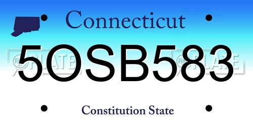 5OSB583 Connecticut License Plate