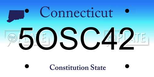 5OSC42 Connecticut License Plate