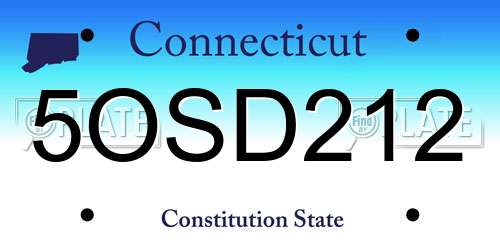 5OSD212 Connecticut License Plate