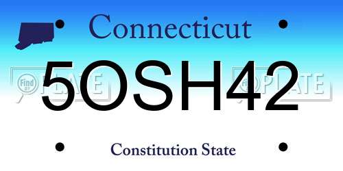 5OSH42 Connecticut License Plate