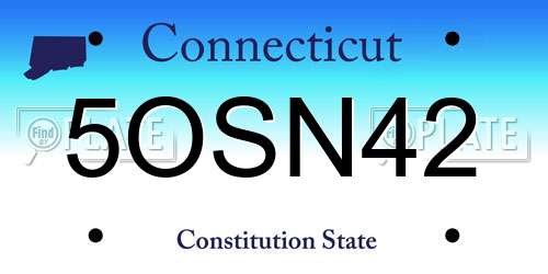 5OSN42 Connecticut License Plate