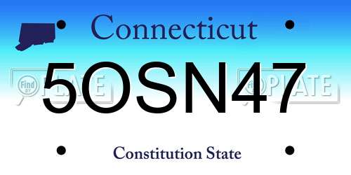 5OSN47 Connecticut License Plate